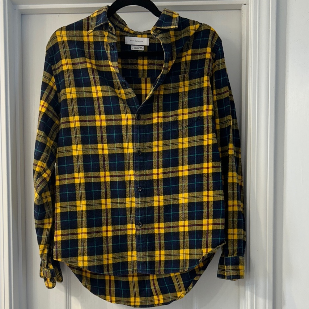 Urban Outfitters Yellow, Black and Navy Checkered Shirt